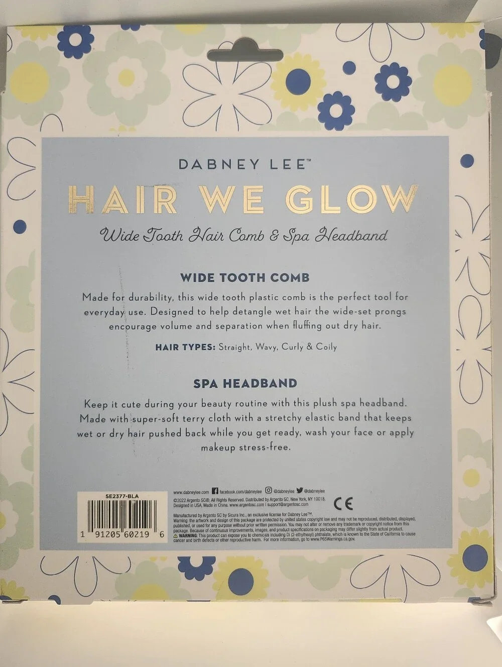 Dabney Lee Hair We Glow Wide Tooth Comb & Spa Headband - Light Blue